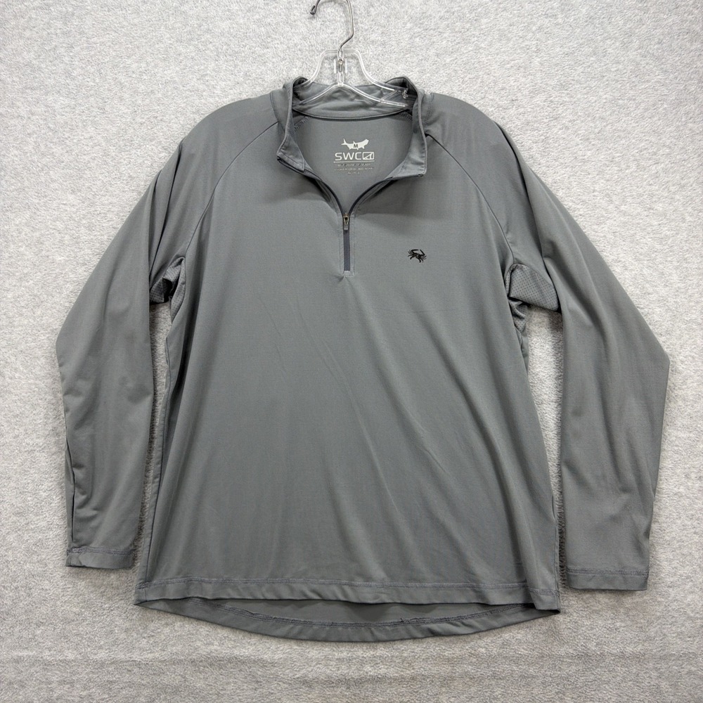 Skinny Water‎ Culture Pullover Mens Medium Gray Long Sleeve Fishing Performance